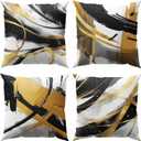 Black and Gold Pillows for Couch Abstract Throw Pillow Covers 20x20 Modern Striped Cushion Covers Black White and Gold Living Room Decor Sofa Bed Decorative Pillows Cases, Set of 4