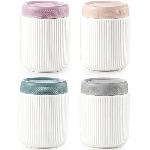 getstar Canisters Sets for the Kitchen, 16 oz Flour Sugar Storage Containers, Ceramic Kitchen Canisters for Countertop Set of 4 with Airtight Lids (White)