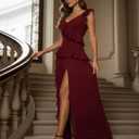 Women's Ruffle Spaghetti Strap Maxi Dress 2026 Sleeveless Flowy Long Party Wedding Guest Cocktail Beach Dress (XL)