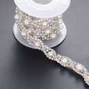 1 Yard Pearl Rhinestone Trim, Inlaid Pearl Beaded Chain, Crystal Applique Ideal for DIY and Wedding Party Decoration Bridal Embellishments, 0.8" Width (Eye Pearl)