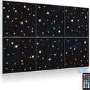 JBER Acoustic Panels, Self-Adhesive Soundproof Wall Art Painting with Fiber Optic Starlight flashes(Design Originals), Celling Decoration Noise Proof For Studio, Office, Home, Starry Sky, 7248", 6Pcs