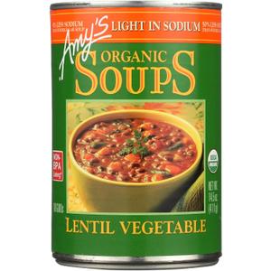 Amy's Lentil Vegetable Low Sodium Organic Soup, 14.5 Ounce, BBD: 10/2026