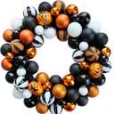 Happy Halloween Wreath for Front Door, 18 Artificial Ball Wreaths Door Decor for Home Halloween Party Decorations (18in)