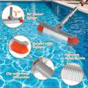 16FT Pool Brush with Pole, 19" Heavy Duty Swimming Pool Brush with 4-16FT Aluminum Telescopic Pole, Pool Scrubber Brush Head with Universal Adapter for Cleaning Pool Walls, Corners, Floors