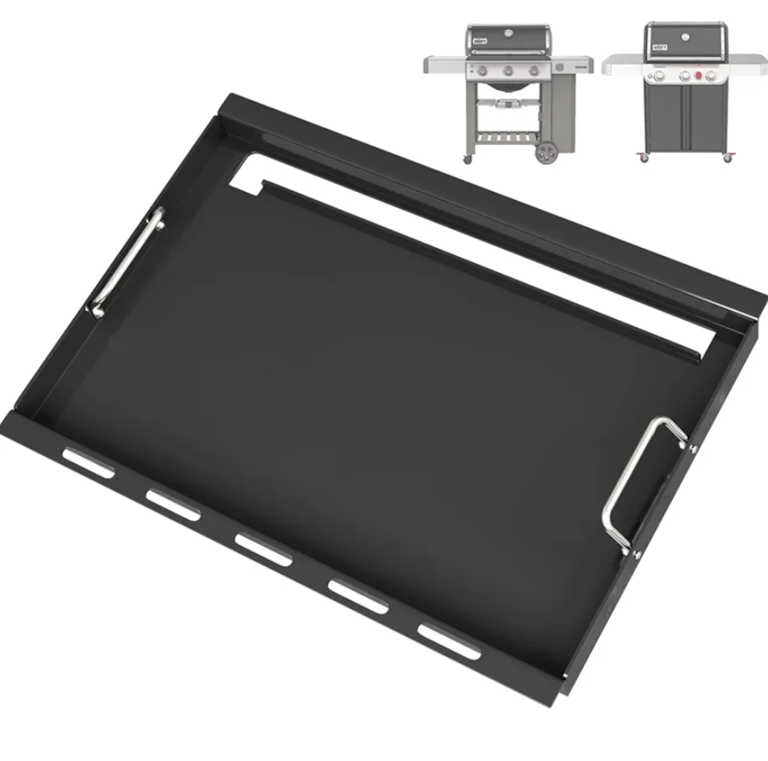 Full Size Griddle for Weber GS4 Genesis II 300 Series Gas Grills, Flat Top Grill Griddle Insert with Handles for Weber Genesis II E310 E330 S315 EX315 SX335 EX335 Series Gas Grill, Carbon Steel