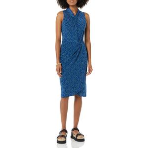 Amazon Essentials Women's Sleeveless Crossover Twist Neck Faux Wrap Dress (Medium, Bright Blue Floral)