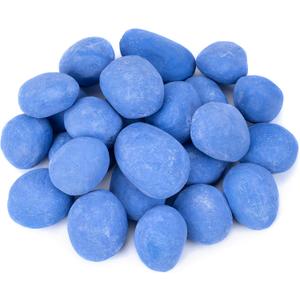 Stanbroil 24pcs Light Weight Ceramic Fiber Pebble Stones for Indoor Outdoor, Gas Inserts, Ventless, Vent Free, Electric, Outdoor Fireplaces and Fire Pits - Blue