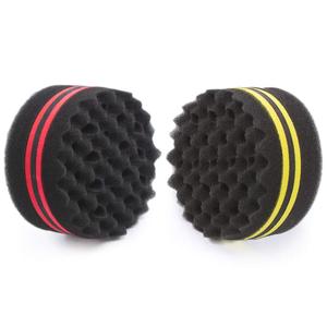 Small and Big Hole Hair Sponge for Twist Dreads Locking Afro Curl Brush Barber 2 PCS (Red and Yellow)