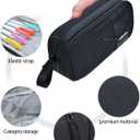 YOKUMA Pencil Case for Adults Aesthetic Pen Bag for Teen College Zipper Pouch Office Supplies Stationery Organizer Small Tool Bag (Black TW)