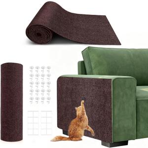 78.7"X15.8" Self-Adhesive Cat Scratching Mat - Durable Couch Protector from Cat Claws, DIY Furniture Protector from Cats Scratching, Sticky cat Scratch wall mat- No Residue, Safe for Cats (Brown)