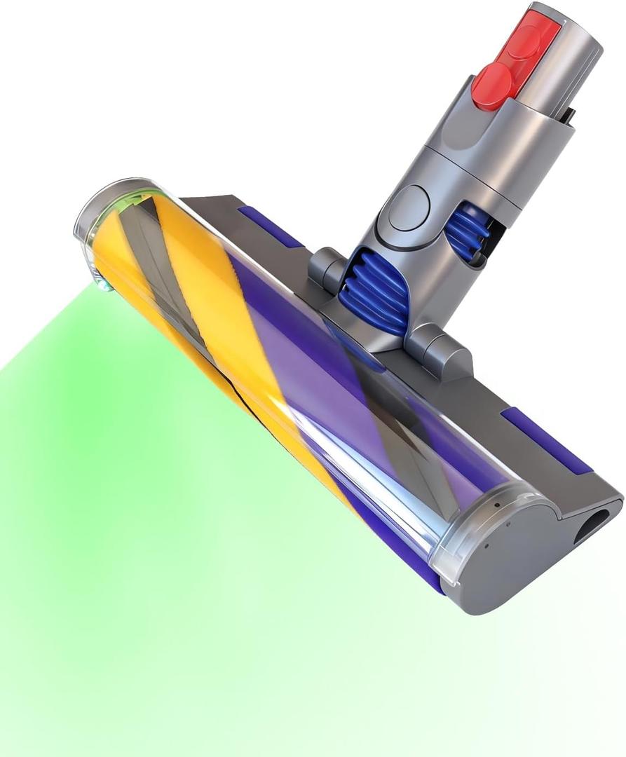 V12 V9 LED Fluffy Soft Roller Cleaner Head for Dyson V12 Detect Slim/V9 Motorbar/Digital Slim Replacement Parts, Hardwood Floor Attachment Dust Detect Green Light, Brush Accessories For Dyson V12 Slim