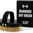 Serrento Dry Brush for Skin  Exfoliating Body Tool for Dry Brushing & Lymphatic Drainage, Natural, Firm Brush for Skin, with Anti-Slip Cotton Strap & Black Wooden Base, 2 in x 5 in