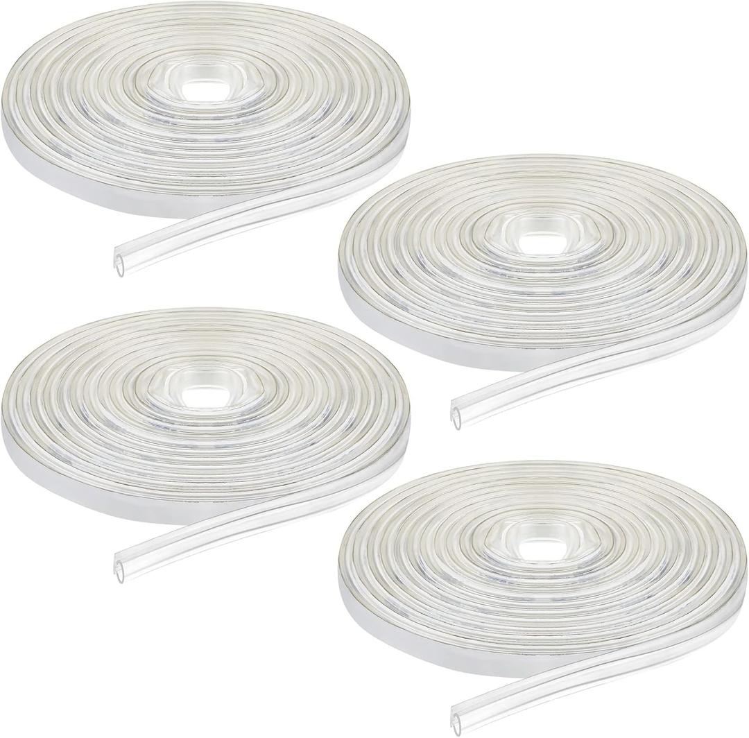 Tondiamo Shower Door Side Strip Seal Glass Translucent Shower Door Side Strip Seal Soft Clear PVC Frameless Glass Sweep to Stop Water(7/32 x 98.4 Inches,4 Rolls)