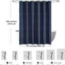 Siiluminisoy Extra Long Boho Farmhouse Shower Curtain Woven Fabric Navy Blue 84 Inch Curtain, 72 x Tufted Chevron Textured Striped Modern Minimalist Cloth Set with Hooks for Bathroom