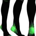 Physix Gear Compression Socks 20-30 mmHg - Men & Women - Running, Nurses, Shin Splints, Flight, Travel (L/XL, Black/Green)