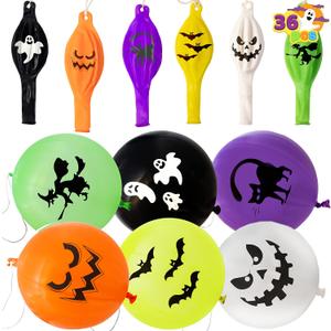 JOYIN 36 Pieces Halloween Punch Balloons for Kids Game Birthday Party Favor Supplies Decorations, Trick or Treat Toys, School Classroom Game Goodie Bags Stuffers
