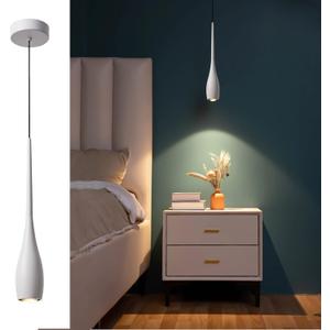 JULiN HOME White Pendant Light for Kitchen Island, LED Dimmable Pendant Light fixtures, Small Modern Industrial Hanging Pendant Light for Over Sink, Bar, Dining Room, Bedside