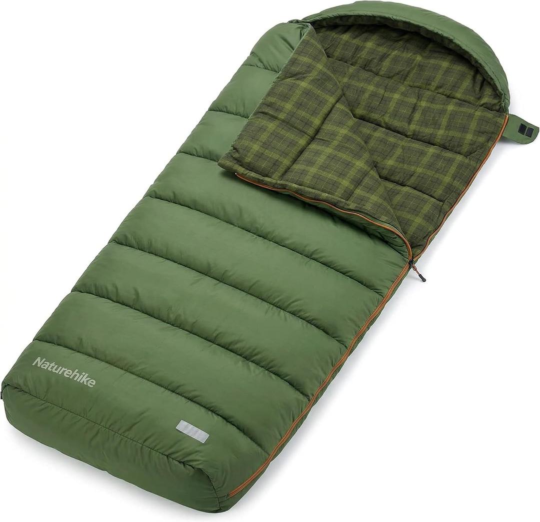 Naturehike Big & Tall Flannel Sleeping Bag for Adults, XXL Sleeping Bag for All Seasons, Machine Washable Sleeping Bags for Camping Hiking Hunting, Compression Sack Included, XX-Large