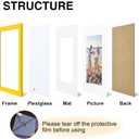DecorUhome 8.5 by 11 Picture Frame, Display Pictures 6x8 with Mat or 8.5x11 without Mat, Wall & Tabletop Display Certificate Frame, Yellow, 1 Pack