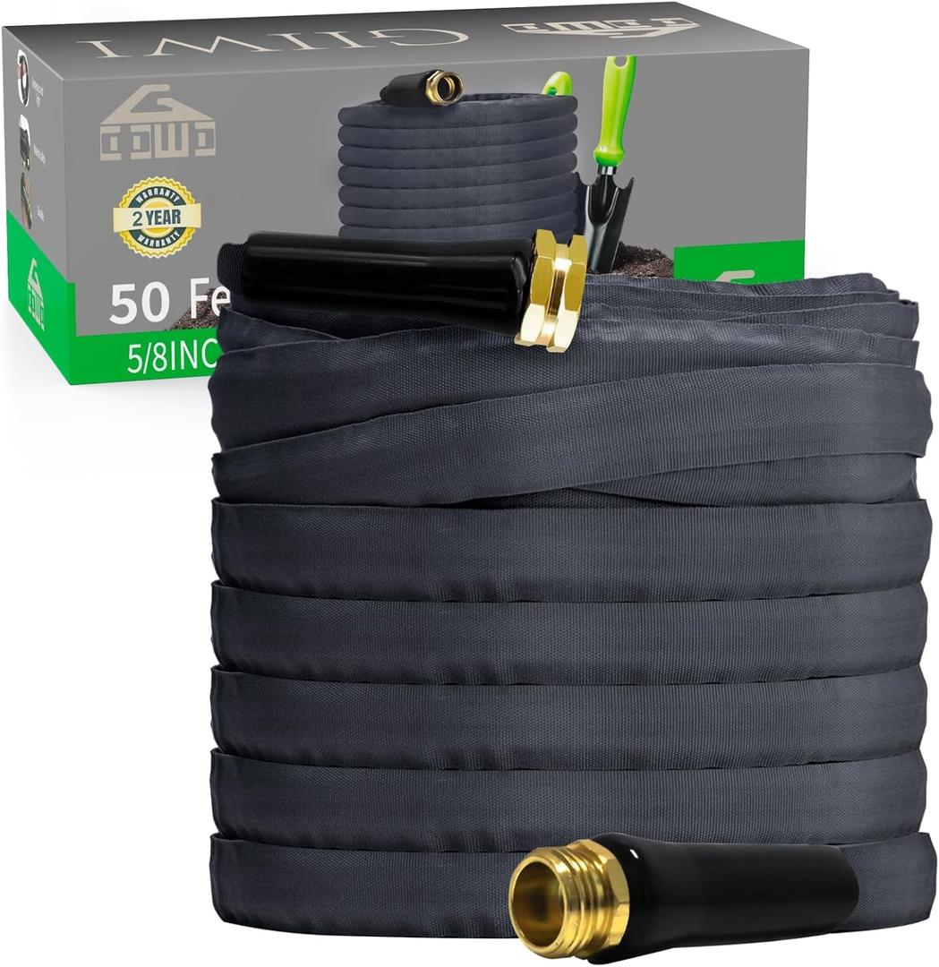 2024 Upgraded Non-Expanding Garden Hose 50ft, Flexible Ultra-Light Water Hose, Burst-Resistant, Lead-Free, Anti-Kink, High-Pressure, Ideal for All-Season Use