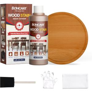 Boncart Water-Based Wood Stain, 8.45FL.OZ/250mL Stain for Wood, Suitable for Staining Indoor and Outdoor Wooden Items and Furniture, Non-Toxic, Multiple Finishes (Teak)