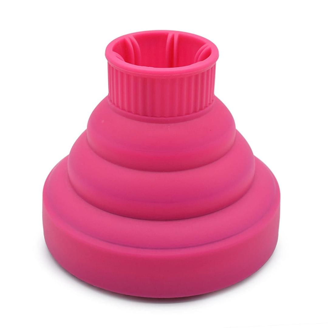 Hair Dryer Attachment Blow Dryer Hair Dryer Diffuser Silicone Collapsible Folding Volumizing Diffuser for Home Travel (Rose Red)