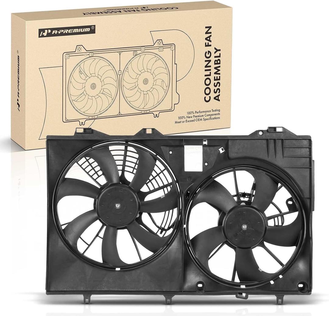 A-Premium Engine Radiator Cooling Fan Assembly Compatible with Select Toyota & Lexus Models - Sienna 2011-2016, RX350 2010-2015, fits with Trailer Tow Package - Replace# 163610P180, 163610P440
