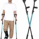 Ergonomic Forearm Crutches Spring Assist Crutches for Adults,Comfortable and Height Adjustable Arm Crutches Forearm with Anti-Slip Base,Walking Crutches with Cuffs (Blue)
