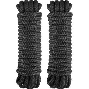 2 Pack 1/2" x 30' Dock Lines - Marine Grade Nylon Boat Rope with 12" Loop for Docking and Mooring - Double Braided Boat Lines, High Strength, Easy Handling, Fray Resistant - Black