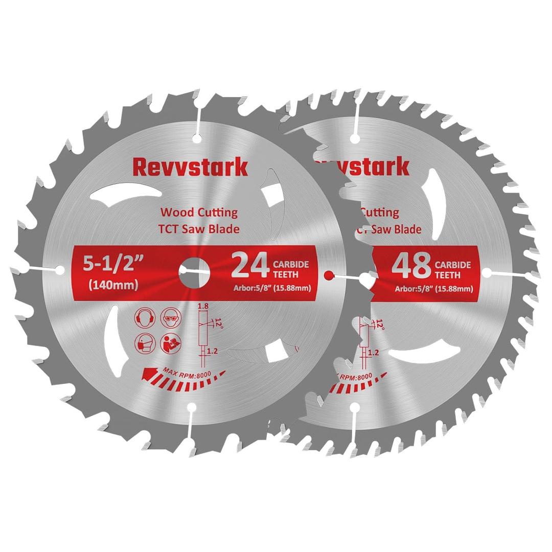 5-1/2 Inch 24T&48T with 5/8-Inch Arbor(15.88mm) Circular Saw Blade, TCT Saw Blades, Professional for Wood Cutting
