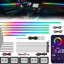 Acrylic Interior Car LED Strip Light with Wireless APP, RGB 18 in 1 with 175 inches 593 LEDs Fiber Optic Ambient Lighting Kits, 16 Million Colors Sound Active Function Car Neon Lights