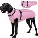 Lelepet Dog Coat for Large Dogs Waterproof Dog Jacket with Harness Built in Reflective Fleece Jacket with Zip Windproof Cold Weather Coats for Dogs Cozy Thermal Pet Snowsuit, Weimaraner, Pink, XXL