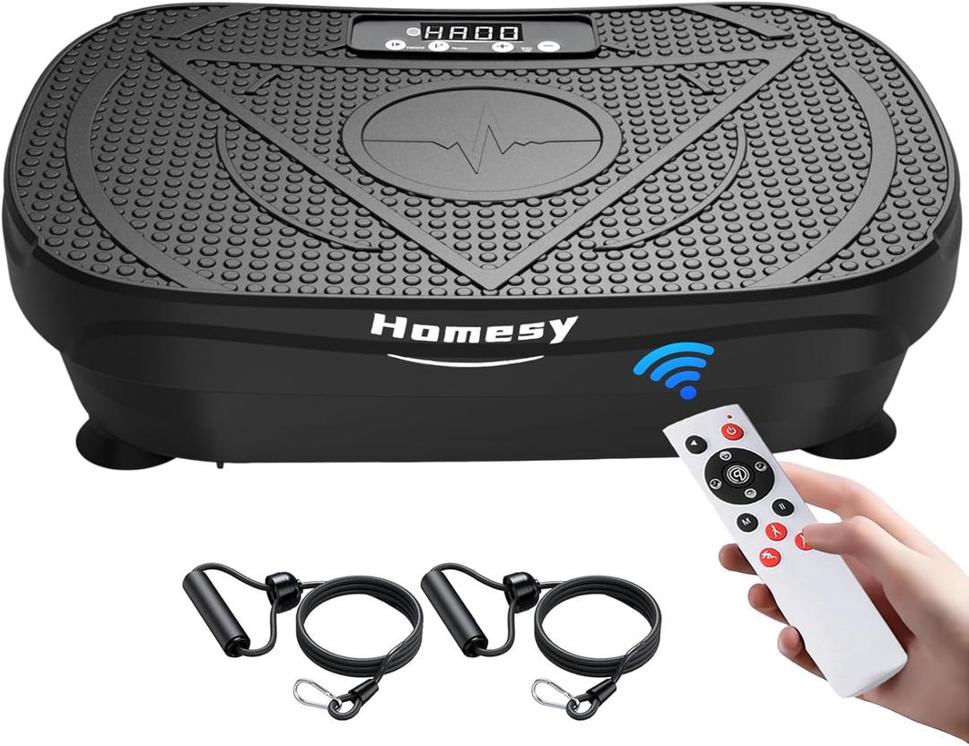 Homesy Vibration Plate Exercise Machine, Vibrating Plate for Lymphatic Drainage, Full Body Shake Platform Board for Home Fitness and Fat Burning, Sport Gym Equipment for Women Men