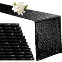 Aormenzy 12 Pack Black Sequin Table Runner 12" x 72", Glitter Sparkle Sequin Runners for Birthday Party Wedding Banquet & Baby Shower, Party Table Decorations Supplies