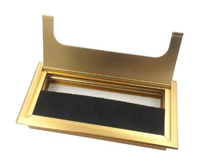 Bronze Aluminum Alloy Desk Cable Grommet Cover 16x8x3cm Rectangle Wire Hole Outlet Port