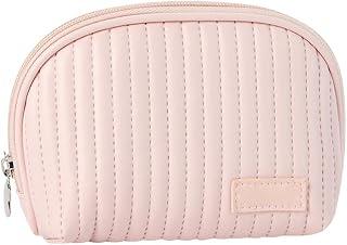 3 x GSHLLO Half Circle Makeup Bag Soft PU Leather Cosmetic Bag Portable Skincare Storage Pouch Multi Functional Toiletry Pouch with Zipper Small Lipstick Organizer for Business Trip Pink