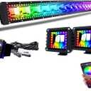 Lpteso RGBW Curved LED Light Bar 50Inch 288W Flood Spot Combo Beam 2PCS 4 Inch 18W Flood RGB LED Pods with 16 Solid Colors Chasing RGB Halo Ring Changing with Strobe Flashing with Rocker Switch Wiring