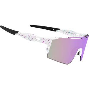 OULAIQI Cycling Sunglasses Polarized Sunglasses for Cycling Men Women with 1 Lens or 3 Interchangeable Lens Baseball Glasses (Purple)