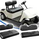 NOKINS 4PCS Golf Cart Diamond Seat Covers Kit, Front&Rear Seat Covers Fits EZGO TXT 1994-2013/EZGO RXV Standard Seat Cushion, EZGO Vinyl Seat Cover Accessories, No Staples(Black&Black Stitch)