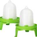 Chicken Feeder and Waterer Set,1.5L Chick Waterer and 1.5kg Chick Feeder with 3 Adjustable High-Legged Chassis, Baby Chick Starter Kit for Ducks/Quail