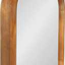 Kate and Laurel Hatherleigh Modern Arched Bathroom Cabinet with Mirror, 20 x 6 x 30, Rustic Brown, Decorative Wooden Bathroom Mirror with Storage for Bath Medicine Cabinet or Over-the-Toilet Storage