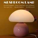 Cute Small Mushroom Lamp, PE Lampshade, Ceramic Base, Adjustable Light Color and Brightness with Power-Off Memory, Safe USB Powered, LED Mushroom Light for Bedroom Living Room (Pink)