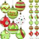 24pcs Christmas Ball Ornaments Glittering Elf Ball Ornaments for Christmas Tree - 2.36" Red Green White Xmas Baubles Hanging Ornaments Holiday Xmas Tree Party Decoration Present