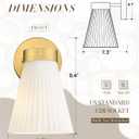Gold Wall Sconce, HWH Single Wall Light Fixture Brushed Gold Wall Lamp with Frosted Milk White Striped Glass Shade, Modern Indoor Wall Sconce for Kitchen Bedroom Schoolhouse, 5HZG97B BG