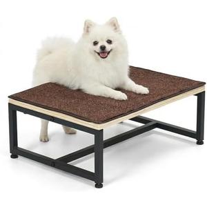Veehoo Dog Steps Stool with Metal Frame for Couch Bed, Single Step 6" H Small Stairs for Dogs to Get on Couch with Non Slip Rug, Wooden Portable Doggie Stairs Puppy Steps Doggy Ramp Pet Ladder 16" W