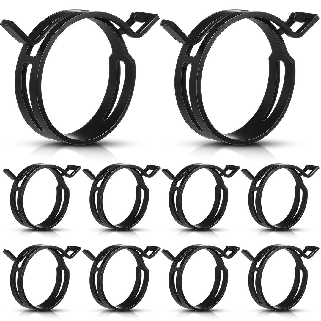 Geelin 10 Pieces Constant Tension Band Hose Clamps Black Fuel Line Clips 12mm Width (43.5mm - 53mm)