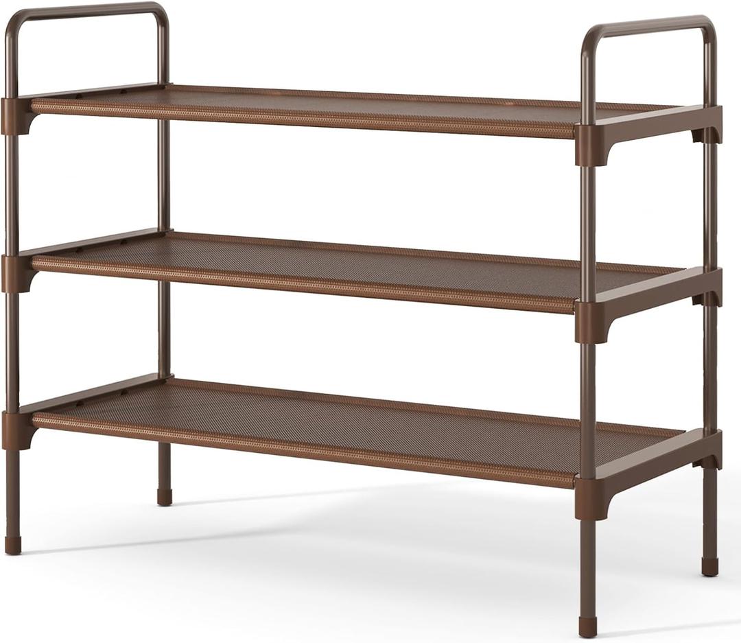 Kitsure Shoe Rack for Closet, Sturdy and Long-Lasting Shoe Shelf, Shoe Rack for Entryway, Personalized DIY Shoe Organizer, Shoe Rack Organizer for Space-Saving, 27.6" x 11.8" x 22.6", Brown (27.6" Wide - 3 Tier)