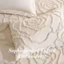 Wrenley Vale 7 Pieces Comforter Set Queen Khaki Tufted Rose Ultra Soft Fluffy Boho Tufted Comforter Set All Season Bed in a Bag Set Shabby Chic Farmhouse Rustic Style Bedding