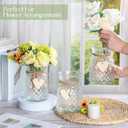 3 Pcs Glass Bud Vases with Twine Rope and Heart Label 6.3 Inch Boho Vintage Vase Flower Decorative Glass Vase for Centerpieces Holiday Wedding Home Table Decorations (Clear)