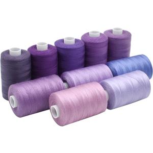 Sewing Thread 10 Color Sewing Industrial Purpose 1000 Yards Per Spool 40S/2 Polyester for DIY Sewing Machine,Embroidery Machine,Hand Sewing (Purple)